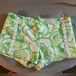 Lilly Pulitzer Pink Label Green and Yellow Floral Shorts